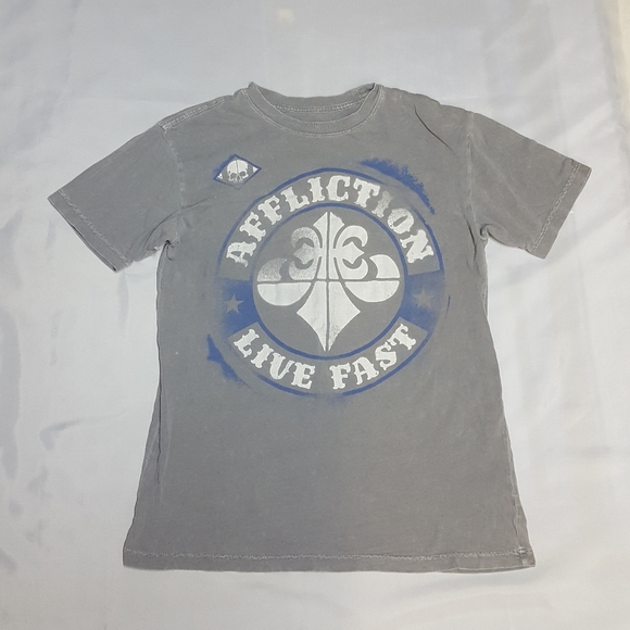 Affliction Men's Small T-shirt Gray Burnout Flawed - Picture 1 of 10